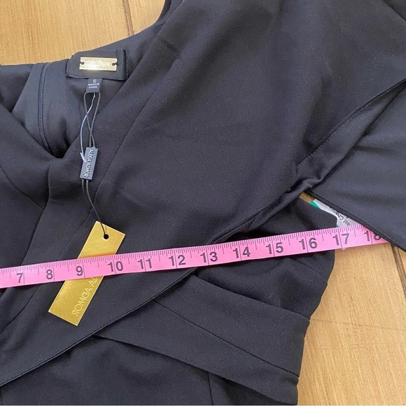 Alexia Admor Women’s Devi V Neck Midi Elegant Black Cape Dress New small - Picture 12 of 16